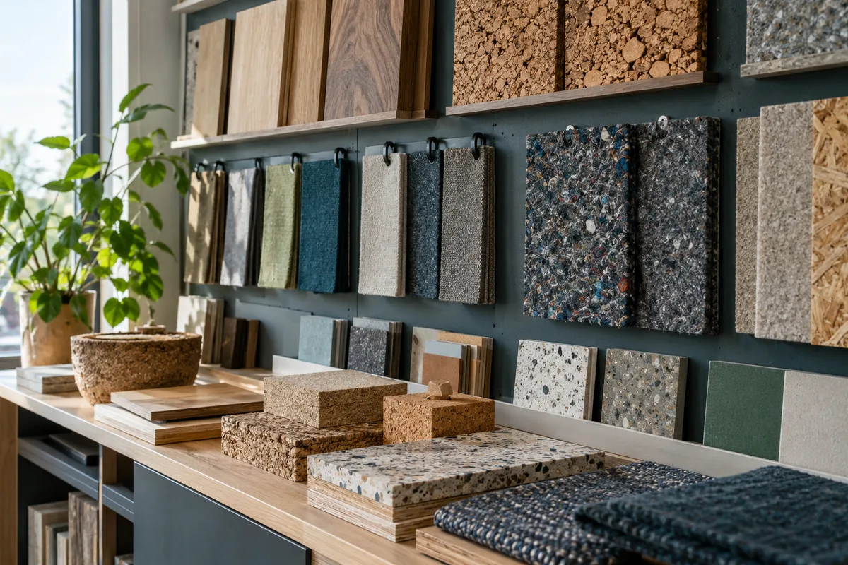 Verzameling hout, kurk en gerecyclede materiaalstalen