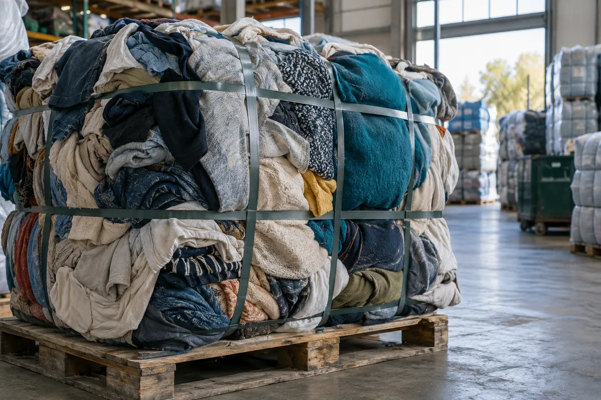 Gebundeld textiel klaar voor hergebruik